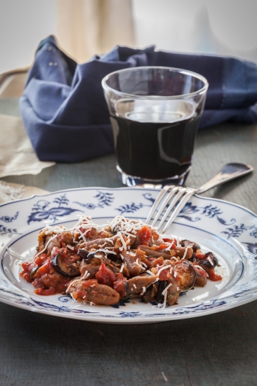 Cavatelli with Tomato-Eggplant Sauce and Ricotta Salata-1