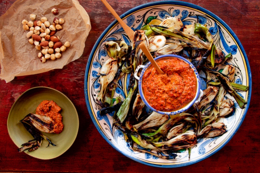 Grilled Spring Onions with Romesco TGF-1