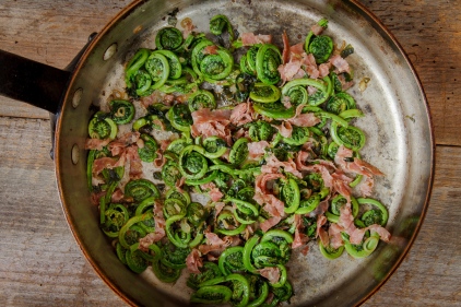 Fiddleheads and Ramps with Salami-2